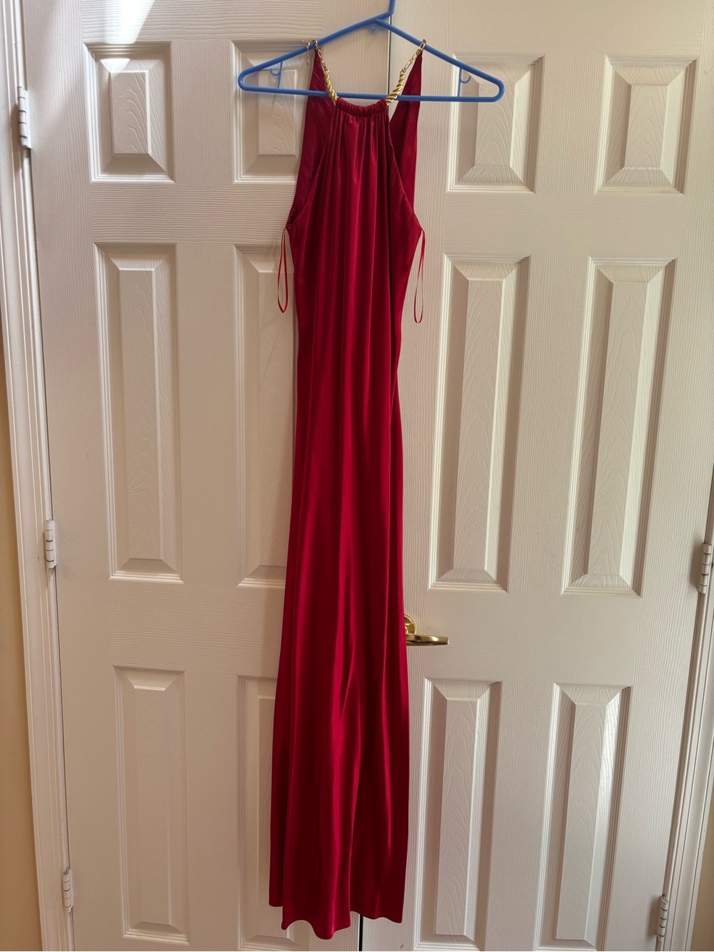 Scott McClintock Red Maxi Dress with Gold Chain Straps